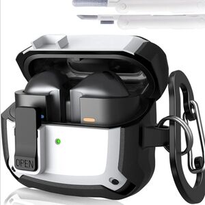 ❤Secure Lock Hard Case For Galaxy Buds 3 And Buds 3 Pro Charging Case White🩵